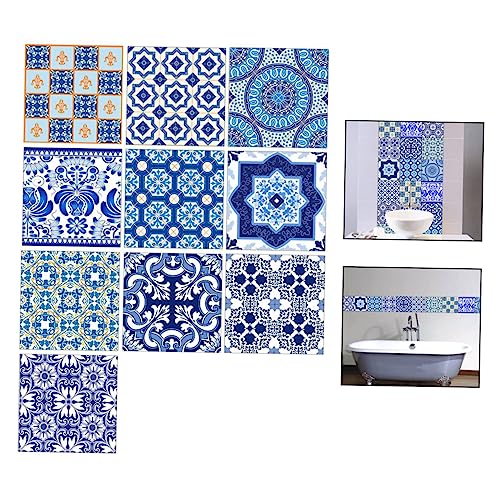 Vaguelly 10 Stück Selbstklebende Fliesenaufkleber 10X10cm Rutschfest Wasserfest Dekorative Wand und Bodenaufkleber für Küche und Bad PVC Material im Porzellanstil Vaguelly 10 Stück Selbstklebende Fliesenaufkleber 10X10cm Rutschfest Wasserfest Dekorative Wand und Bodenaufkleber für Küche und Bad PVC Material im Porzellanstil von Vaguelly