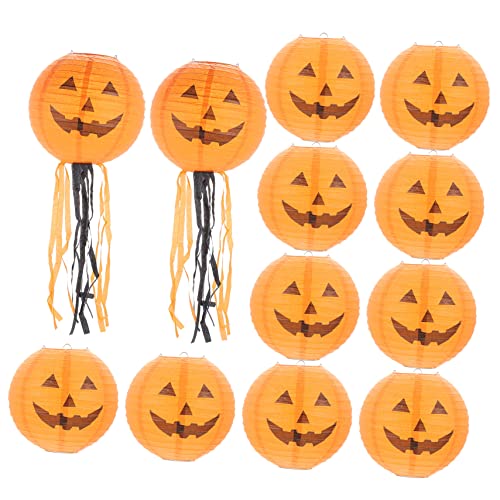 Vaguelly 12 Stück Kürbis Papierlaternen Kürbis Licht Künstlich Geformt Leuchtend Halloween LED Dekoration Kürbisse Papier Design Laterne Hängende Papierlaternen Orange von Vaguelly
