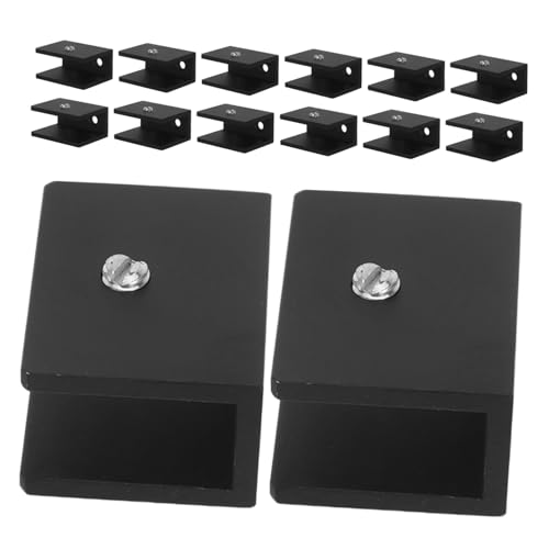 Vaguelly 15 Stück Aluminium Glasklemmhalter Regalglas Clips Klemmen Glas Clip Halter Glasklemmhalterung Aluminiumlegierung Stützclips Für Glasregale Schwarz von Vaguelly