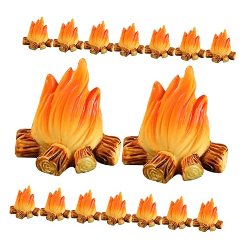 Vaguelly 16 Stück Teiliges Miniatur Feuer aus Wetterfestem Resin Realistische Flammeneffekte Leicht und Kompakt für Mikro-landschaftsbau Garten Puppenhäuser und Partydekoration von Vaguelly