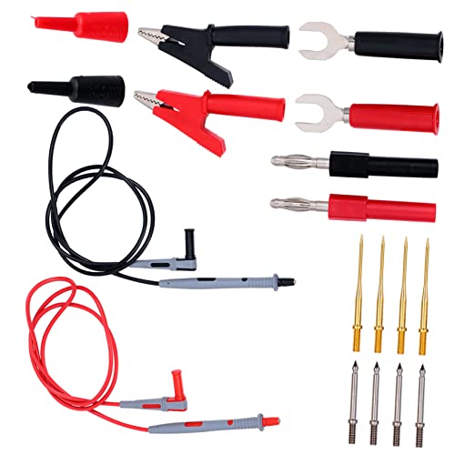 Vaguelly 18 Stück Teiliges Multimeter Messleitungsset mit Alligatorclips und Austauschbaren Testspitzen Flexible Elektrische Prüfspitzen mit PVC Isolierung Hitze und Kältebeständig für von Vaguelly