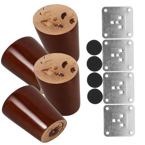 Vaguelly Massivholz Möbelfüße Höhenverstellbare Möbelbeine Für Sofa Tisch Schrank Couchtisch Nussbaum rutschfest Stabil Und Elegant von Vaguelly