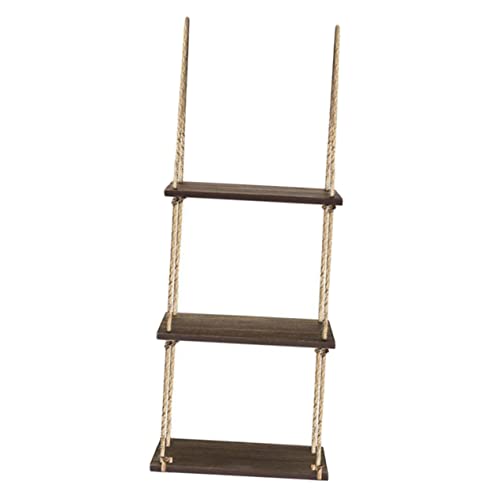 Vaguelly Hängeregal Aus Holz Stufiges Wandregal Antik- Deko-Regal Für Wohnzimmer Küche Und Schlafzimmer Platzsparendes Wandregal Aus Robustem Paulownia-Holz von Vaguelly
