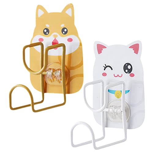Vaguelly 2 Stck. Wandmontierte Waschbecken Haken Cartoon Tierdesign Selbstklebende Bohrfreie Wandhaken für Badezimmer Küche Schlafzimmer Vielseitig Einsetzbar für Taschen Schlüssel und von Vaguelly