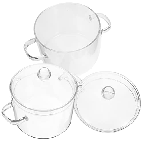 Vaguelly 2 Stück Glas-Kochtopf Mit Deckel 1350 Ml Suppentopf Kochtopf Klarer Simmertopf Suppentopf Borosilikatglas Kochgeschirr Für Herd Induktion von Vaguelly