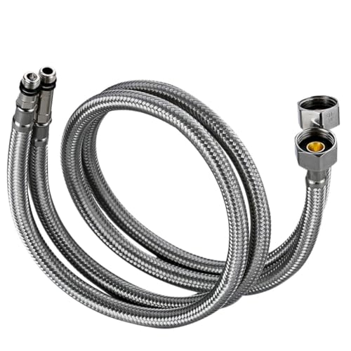 Vaguelly 2 Stück Teiliges Edelstahl Wassereinlassschlauch Flexibel Korrosionsbeständig für Warm Kaltwasseranschluss Geeignet für Dusche und Waschbecken Silber von Vaguelly