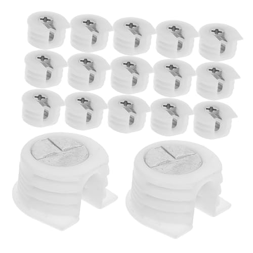 Vaguelly 20 Stück Teiliges Möbelverbinder Set Cam Locks Weiß Verdeckte Möbelbeschläge für Schränke Ablagen Kleiderschränke Möbelbefestigung Langlebige Cam Stifte für Möbelplatten von Vaguelly