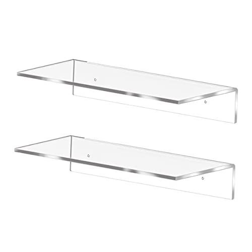 Vaguelly 2 Stücke Schwebendes Bücherregal aus Kunststoff Transparent Wandmontage Platzsparend für Wohnzimmer und Badezimmer von Vaguelly