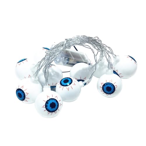 Vaguelly 3 Sätze Halloween LED Lichterkette Augapfel Warmweiße LED Halloween Deko Partybeleuchtung Batteriebetrieben ohne Batterien Dekoratives Augapfel Design für Indoor Outdoor Festliche von Vaguelly