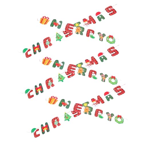 Vaguelly 3 Stück Teiliges Weihnachtsbanner aus Papier Leichte Faltbare Weihnachtsgirlande für Innen und Außen Bunte Robuste Deko für Fenster Kamin Garage Vielseitig für Weihnachts von Vaguelly