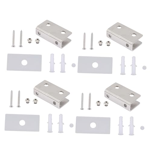Vaguelly 4 Sätze Edelstahl Glas clips U förmige Glashalter Rostfrei Korrosionsbeständig für Glasregale Badezimmer Vitrinen Stabile Befestigung ohne Glasbeschädigung von Vaguelly