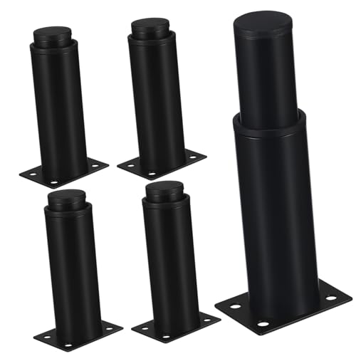 Vaguelly 4 Stück Bett Unterstützung einstellbar Höhe modern Extender Fuß Sofabeine tischbeine verstellbare stützen Verstellbares Möbelbein Bettbeine Möbelfüße kaltgewalzter Stahl Black von Vaguelly