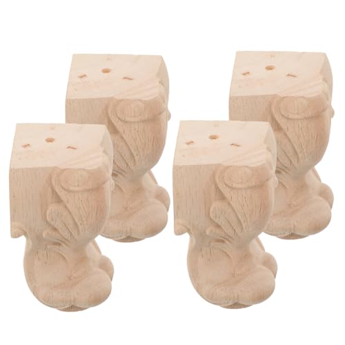 Vaguelly 4 Stück Massive Holz möbelfüße Geschnitztem Europäischem Design Langlebige Holzbeine für Sofa Schrank Bett Elegante Austauschbare Möbelfüße zur Einfachen Montage von Vaguelly