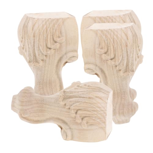 Vaguelly 4 Stück Massive Holz möbelfüße mit Europäischem Design Robuste Unbehandelte Schrank Sofabeine Vielseitig für Kommode Couchtisch Badezimmermöbel und DIY möbelersatz von Vaguelly