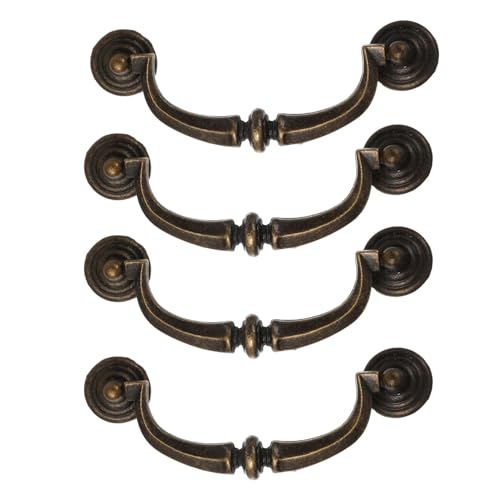 Vaguelly 4 Stück Vintage Schrankgriffe aus Bronze Metall Antike Möbelgriffe für Küchenschränke und Elegante Türgriffe aus Robuste Retro Türknöpfe für Möbel von Vaguelly