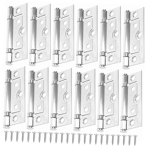 Vaguelly 6 Paare Nicht eingelassene Scharniere für Falttüren aus Edelstahl Schwerlast Möbel Scharniere mit Bürstoberfläche Rostfrei für Schränke Klapptüren Einfache Montage ohne Fräsen von Vaguelly