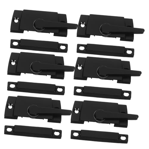 Vaguelly 6 Sätze Schwarze Schiebefenster Riegel mit Mondgriff Leicht Bedienbare Fensterverriegelung für Schiebefenster Rechte Montage Vielseitig für Innenbereich- und Geräuschreduzierenden von Vaguelly