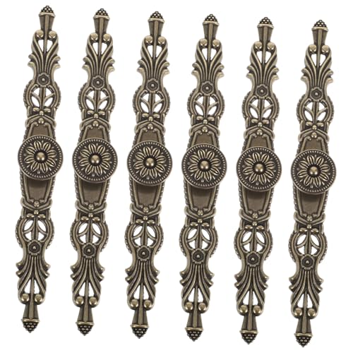 Vaguelly 6 Stück Antike Schrankgriffe Robustem Zinklegierung Vintage Kommoden Küchenschubladen-griffe Lang mit Elegantem Retro-finish für Schränke Kleiderschränke Möbel von Vaguelly