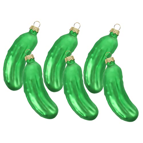 Vaguelly 6 Stück Gurkenanhänger Aus Glas Gurke Fotorequisite Gurkenkugel Falsche Gurke Hängend Künstlich Weihnachtsschmuck-Gurke Weihnachtsbaum -Ornamente Essiggurke Baumverzierung von Vaguelly