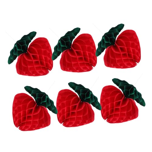Vaguelly 6stücke Teiliges Erdbeer-Honeycomb-Dekorationen Papier Wabenbälle Für Kindergeburtstage Und Babypartys Hängende Festliche Tischdekoration Für Obst-themenfeiern von Vaguelly