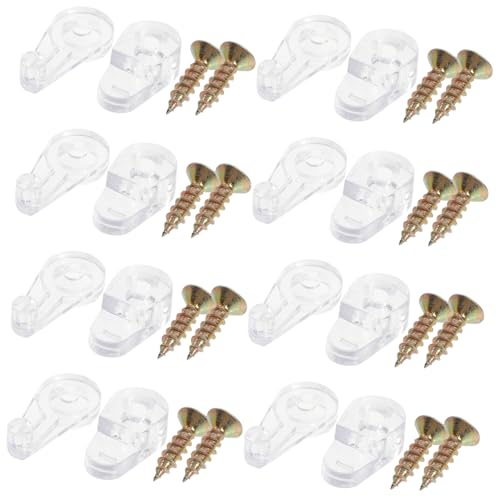 Vaguelly 60 Sätze Teiliges Glas clips aus Kunststoff mit Schrauben Transparente Halteclips für Spiegel und Glasplatten Praktisches Befestigungszubehör für Schranktüren Fenster und von Vaguelly