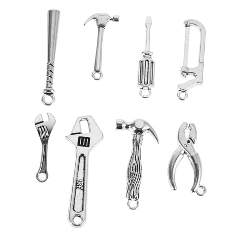 Vaguelly 8 Stück Teiliges DIY Schmuckzubehör mit Metallanhängern und Werkzeug Motiven Einfache Montage Vielseitig für Ohrringe Armbänder und Bastelprojekte Silberfarbene Charms für von Vaguelly