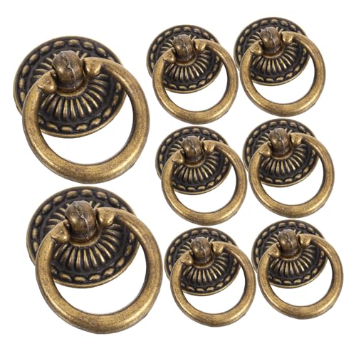 Vaguelly 8 Stück Vintage Ring Möbelgriffe aus Zinklegierung Antik Bronze Einzelnes Loch Rundes Metallgriff Retro Schubladenknöpfe für Kommode Schrank Schublade Vielseitige Dekorative von Vaguelly