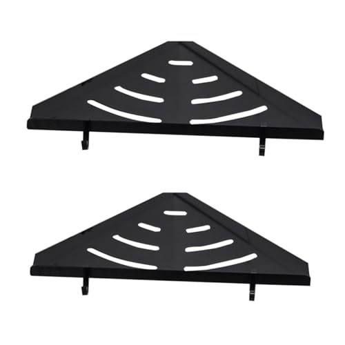 Vaguelly Badezimmer Wandregal Schwarz aus Aluminium Doppellagiges Eck duschkorb mit Haken Rostfrei und Platzsparend für Shampoo Seife Handtücher für Duschen und Badgestaltung von Vaguelly