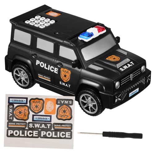 Vaguelly Elektronische Fingerabdruck spardose Polizei Auto mit Musikfunktion Geldbox für Münzen und Scheine Kindersicher Automatisches Einziehen Kunststoff von Vaguelly
