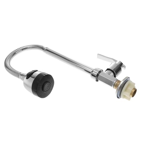 Vaguelly Flexibler Kaltwasser wasserhahn mit Schwenkbarem Auslauf Zinklegierung Küchenarmatur für Waschbecken Drehbar Korrosionsbeständig Universalhalter für Einzelmontage Silber von Vaguelly