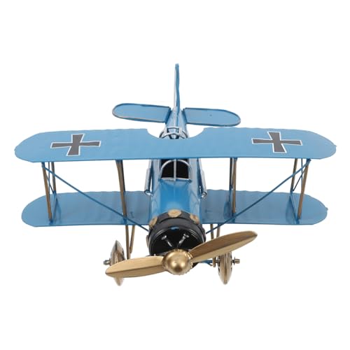 Vaguelly Flugzeugmodell Ornament Dekorationen Ebene Antiquität Form Flugzeug-mittelstücke Dekoratives Flugzeug Retro -flugzeugmodell Flugzeugdekor Modellflugzeug Eisen Blau von Vaguelly