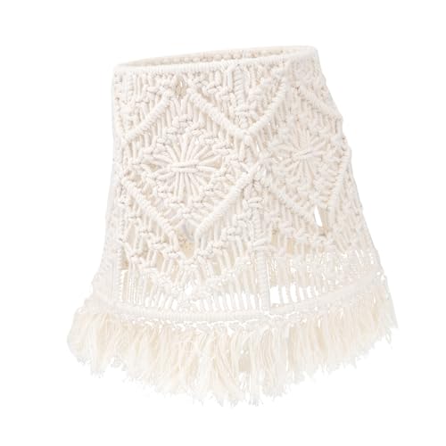 Vaguelly Handgewebter Boho Macrame Lampenschirm aus Baumwollseil Hängender Lampenschirm für Wohnzimmer Schlafzimmer Stilvolle Handgefertigte Deckenleuchte im Vintage stil Dekorative von Vaguelly