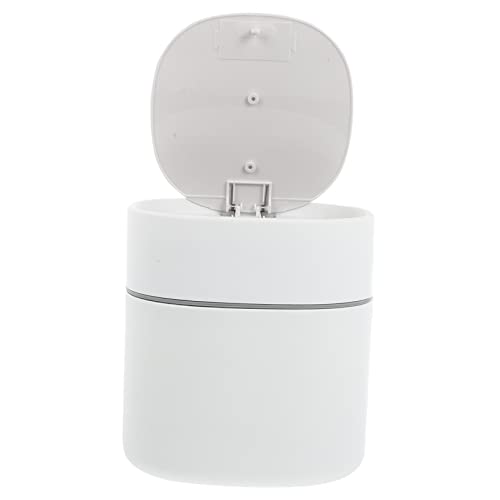 Vaguelly Kreativer Desktop Mülleimer mit Pop Up Deckel Praktischer Abfallbehälter für Büro und Zuhause Weiß Mini für Schreibtisch und Kosmetikablage von Vaguelly