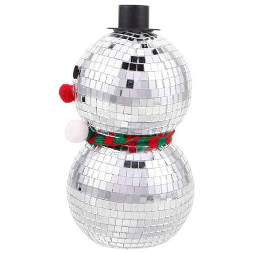 Vaguelly Reflektierende Disco-Schneemann-Figur aus Glas und Schaumstoff Kompakt und Leicht Vielseitig für Weihnachtsdeko Tisch Kamin oder Regal Langlebige Winterdekoration mit von Vaguelly