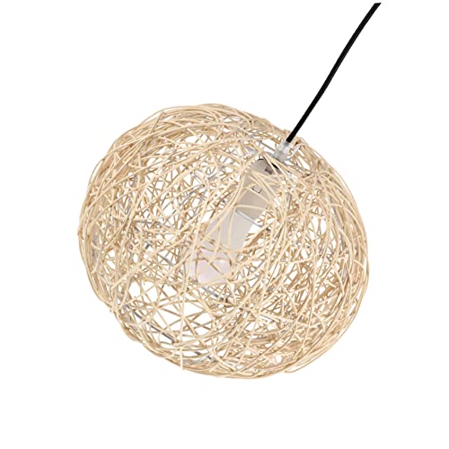 Vaguelly Retro Rattandeckenlampe mit Schirm Vintage Bamboo Woven Hanging Light Cover Durchmesser für Wohnzimmer Schlafzimmer und Warme und Schützt Ihre Leuchten von Vaguelly