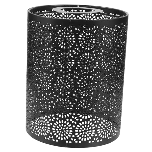 Vaguelly Runder Metall Lampenschirm mit Filigranem Blumenmuster Schwarz Dekorativer Deckenlampenschirm für Bar und Restaurant Einfach zu Montierender Hängelampenschirm von Vaguelly