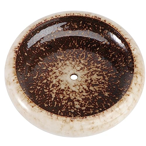 Vaguelly Saftiger Pflanzer Gross Sukkulentöpfe Keramik 7. 27 Zoll Großer Runder Flacher Glasierter Übertopf mit Ablaufloch Keramik-Bonsai-Töpfe -Topf Untersetzer Blumentopf von Vaguelly