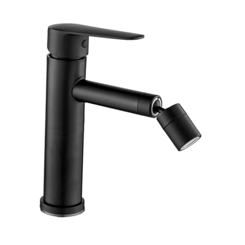 Vaguelly Schwarzer Edelstahl Waschtischarmatur Mischbatterie mit Einhebel Einlochmontage für Badezimmer Waschbecken Langlebig Platzsparend Heiß Kalt Wasserfluss Einfache Installation für von Vaguelly