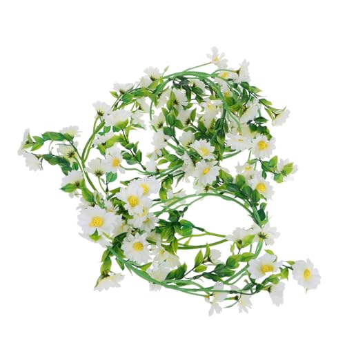 Vaguelly Simulierte Gänseblümchen-Blumenrebe Hängende Blumengirlande Künstliche Blumen zur Dekoration Rebgirlande Frühlingsdeko Wildblumengirlande Plastik Weiß von Vaguelly