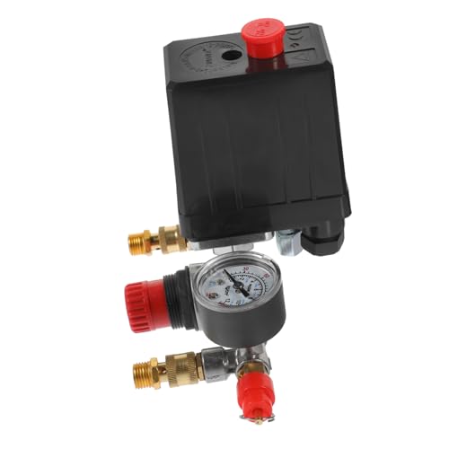 Vaguelly Single loch Druckminderer mit Sicherheitsventil und Barometer Langlebiger Druckschalter für Präzise Druckregelung Geeignet für Kompressoren und Tiefbrunnenpumpen von Vaguelly