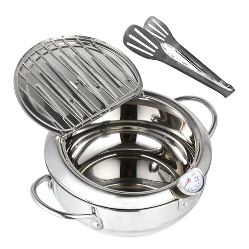 Vaguelly Temperaturgeregelter Japanischer Fritteuse mit Thermometer Frittierpfanne Geeignet für Gas und Elektroherde für Tempura Pommes Frites und Vaguelly Temperaturgeregelter Japanischer Fritteuse mit Thermometer Frittierpfanne Geeignet für Gas und Elektroherde für Tempura Pommes Frites und von Vaguelly
