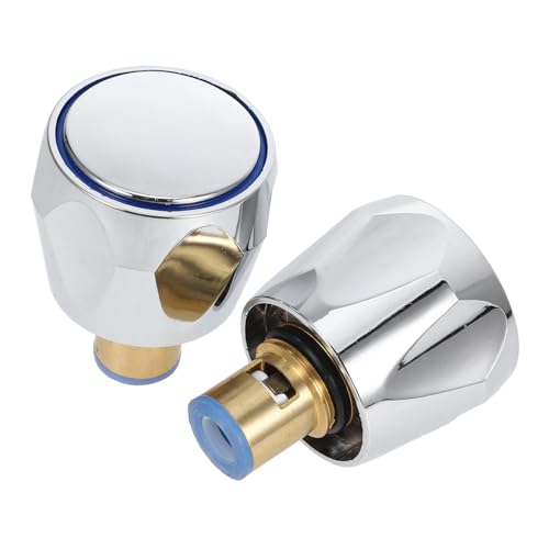 Vaguelly Universeller Wasserhahn Griff aus Dickem Messing Ersatz für Heiße und Kalte Armaturen Kompatibel mit Waschbecken Küche Bad Inklusive Kunststoff rot blau handrad Langlebiger von Vaguelly