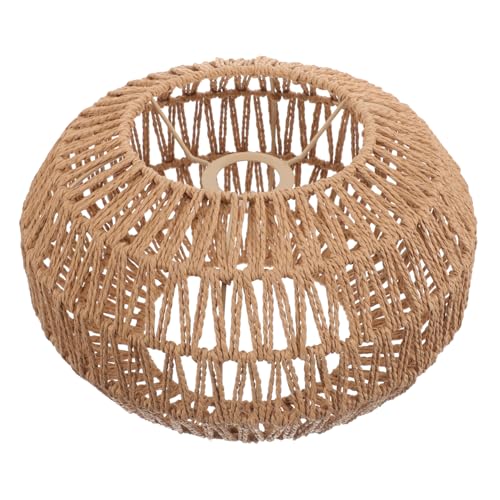 Vaguelly Vintage Lampenschirm aus Papierseil und Metall Geflochtene Deckenlampe für Hotel und Restaurant Rustikaler Retro Lampenschirm für Schlafzimmer Warmes Licht Geruchsfrei Langlebig von Vaguelly