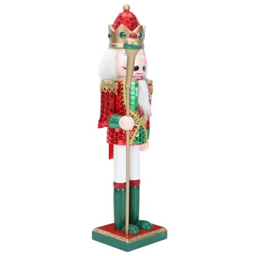 Vaguelly Weihnachts-Nussknacker-Ornament Glitzer-Pailletten König-Nussknacker-Figuren Traditionelle Nussknacker-Marionette Aus Holz Für Weihnachtsdekorationen Grün von Vaguelly