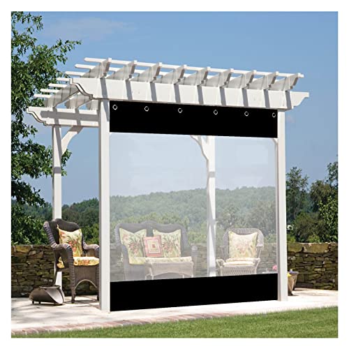 VagxTbs Außenvorhänge PVC Wasserdicht mit Knopflöchern Zusammenklappbar Transparent Winddicht Balkonvorhänge, für Terrasse, Pavillon, Terrassen(5.6x2.7m) von VagxTbs