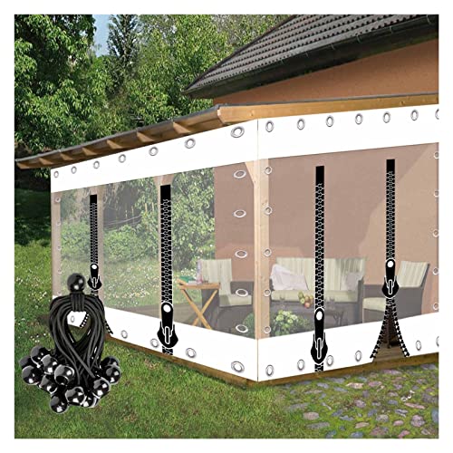 VagxTbs Transparente PVC-Planenvorhänge Strapazierfähige wasserdichte Plane mit Reißverschluss 0,5mm Vinylplane für Gartenterrassen Veranden (9.8x8.2ft/3x2.5m) von VagxTbs