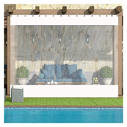 VagxTbs wasserdichte Transparente PVC Plane Trennvorhänge UV-beständig mit Perforationen Transparent Vorhang Panel, für Pergola, Terrasse(5.2x2.5m) von VagxTbs