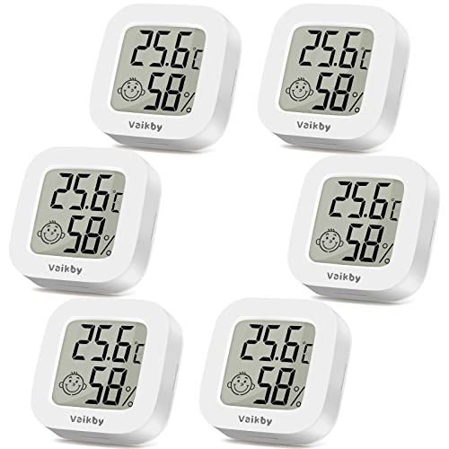 Vaikby Mini Digital Thermometer Hygrometer innen 6 Stück, raumthermometer zimmerthermometer temperatur und luftfeuchtigkeitsmesser, Hochgenauer temperatursensor Display in ℉/℃ für Innenraum Babyraum Vaikby Mini Digital Thermometer Hygrometer innen 6 Stück, raumthermometer zimmerthermometer temperatur und luftfeuchtigkeitsmesser, Hochgenauer temperatursensor Display in ℉/℃ für Innenraum Babyraum von Vaikby