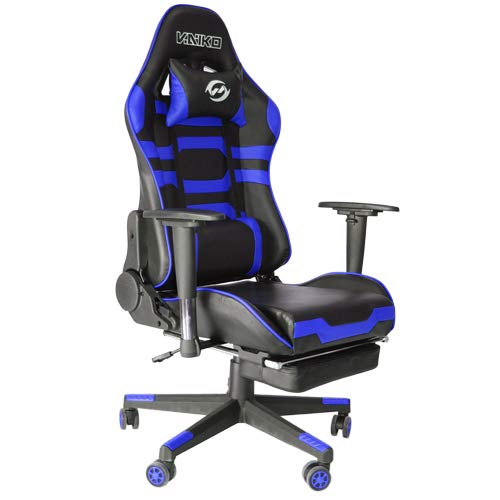 Vaiko Bürostuhl Gaming Schreibtischstuhl Drehstuhl Race Chair Sportsitz + Beinauflage (GX825 Blau) von Vaiko