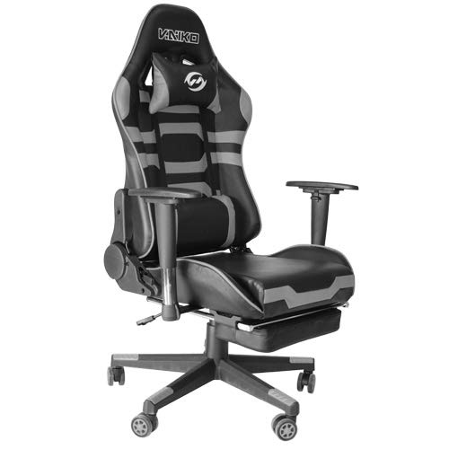 Vaiko Bürostuhl Gaming Schreibtischstuhl Drehstuhl Race Chair Sportsitz + Beinauflage (GX825 Grau) von Vaiko